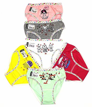 Tutku Kız Çocuk Renkli Likralı Slip Külot 6'Lı 