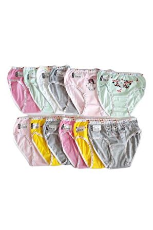 Tutku Kız Çocuk Renkli Likralı Slip Külot 6'Lı 