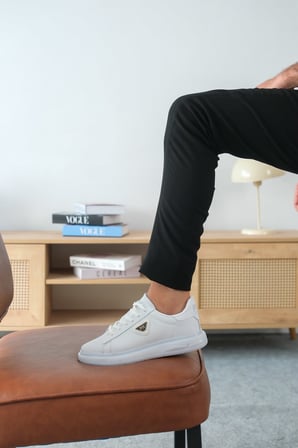 KB-PH-2 Kuback Beyaz Cilt Beyaz Jel Taban Bağcıklı Günlük Erkek Ayakkabı