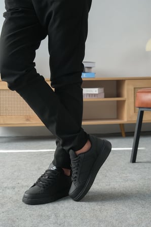 KB-N16 Kuback Siyah Cilt Siyah Taban Bağcıklı Günlük Erkek Ayakkabı