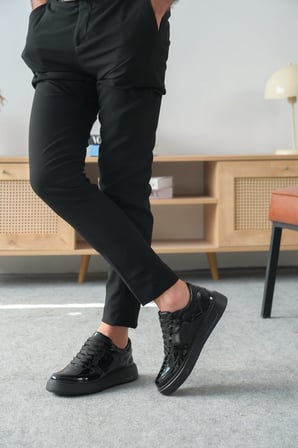 KB-X9 Kuback Siyah Rugan Siyah Taban Günlük Erkek Ayakkabı