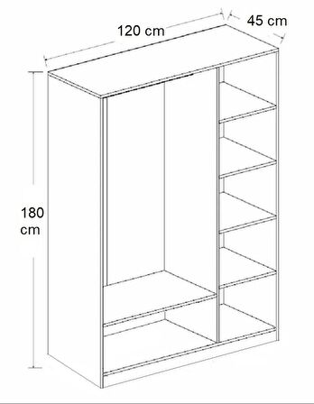 KOBİÇ 3 KAPAKLI GARDIROP 120X47X180CM