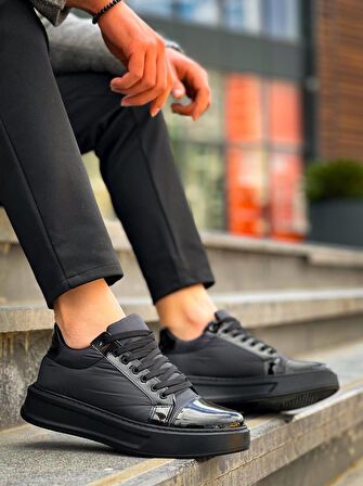 KB-X46 Kuback Siyah Rugan Yüksek Siyah Taban Günlük Spor Ayakkabı