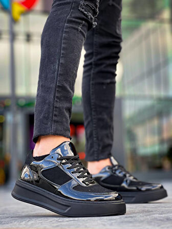 KB-X8 Kuback Siyah Rugan Yüksek Siyah Taban Günlük Spor Ayakkabı