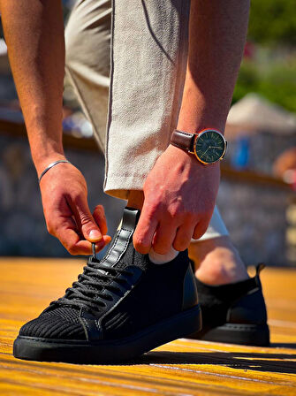 KB-112  Kuback Siyah Siyah TabanTriko Bağcıklı  Günlük Erkek  Ayakkabı