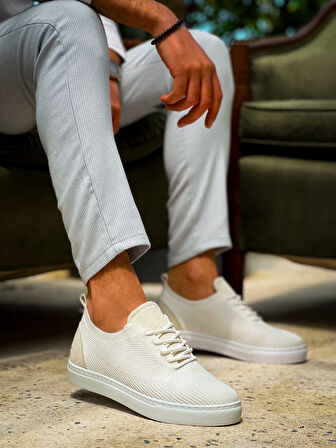 KB-101 Kuback Beyaz Triko Bağcıklı Günlük Erkek Ayakkabı