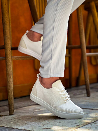 KB-101 Kuback Beyaz Triko Bağcıklı Günlük Erkek Ayakkabı