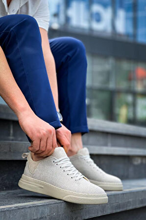 KB-X204 Kuback Bej Keten Bej Yüksek Taban Günlük Erkek Spor Ayakkabı