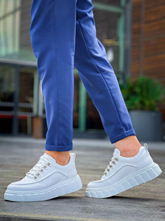 Tb-x10 Terzi Bey Beyaz Cilt  Beyaz Yüksek Taban Günlük Spor Ayakkabı