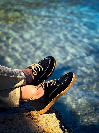 Tb-x5 Terzi Bey Siyah  Süet Bağcıklı  Günlük Erkek Ayakkabı