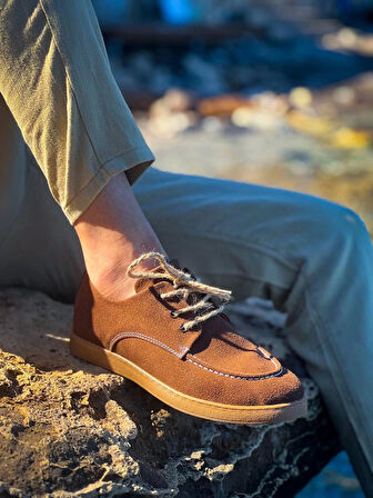 Tb-x5 Terzi Bey Kahve Süet Bağcıklı  Günlük Erkek Ayakkabı