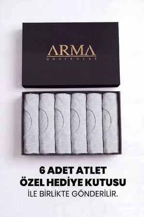 Özel Seri Set Hediyelik Kutulu Pamuklu Erkek Premium %100 Pamuk Gri Atlet 6'lı Çeyiz Seti