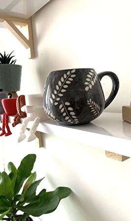 Dokulu Seramik Büyük Boy Kupa El Yapımı 