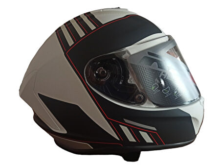 32003/8 Full Face Kask Mat Beyaz Siyah