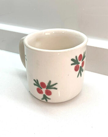 El Yapımı Seramik Kupa - Kokina Tasarımlı Kırmızı Noktalı Seramik Mug Kupa