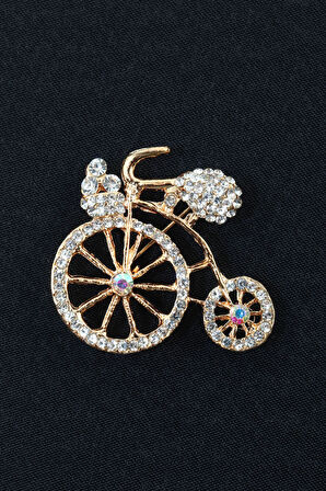Bisiklet broş. Taşlı tasarım bisiklet broş. Yaka iğnesi bisiklet broş. Kadın broş. Broş.