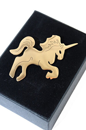 Çelik efsanevi saf ve masum ölümsüzlük atı tek boynuz unicorn broş. Yaka iğnesi unicorn broş. Unisex
