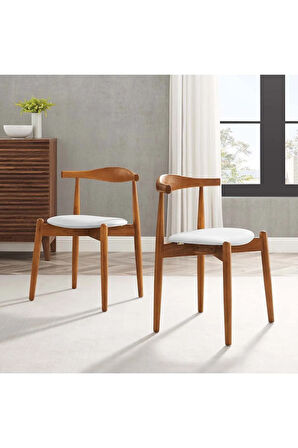 Aarhus Beyaz Iskandinav Natural Bohem Ahşap Sandalye ( 1 Adet)
