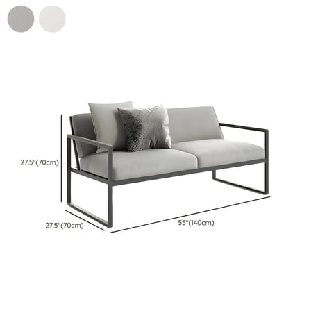 KC-0111 Modern 4 Parçalı Bahçe Koltuk Takımı, Masif Ahşap Kollu, Gri