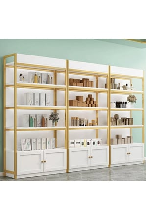 KC-0162 Metal - MDF Standı, 1 Dolaplı ve 3 Raflı, Modern Tasarım