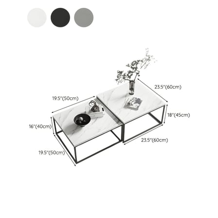 KC-0182 2'li Modern Zigon Sehpa Takımı, MDF Üst Tabla Metal Ayak