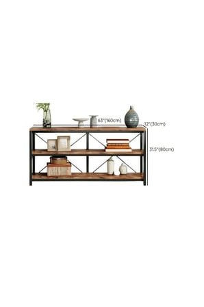 KC-0199 Endüstriyel Metal Çerçeveli MDF Konsol Masası, 2 Raflı