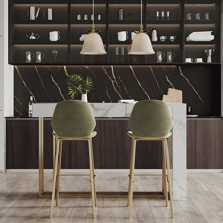 KC-0218 Metal Ayaklı MDF Bar Tezgahı, Altın Çerçeve, Mutfak Adası