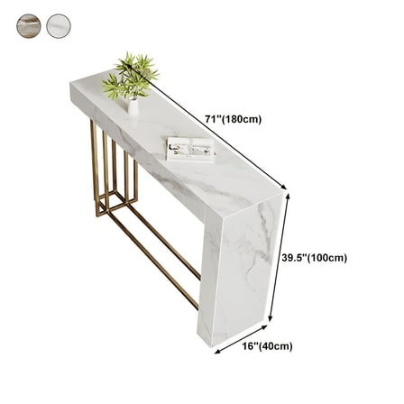 KC-0218 Metal Ayaklı MDF Bar Tezgahı, Altın Çerçeve, Mutfak Adası