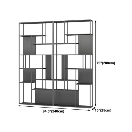 KC-0224 Modern Metal Etajer Kitaplık, 10 Raflı Açık Tasarım, Siyah