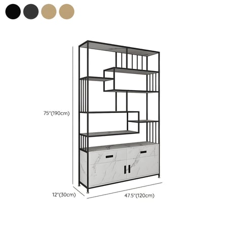 KC-0227 Metal ve MDF Kitaplık, Açık Arka Tasarım, 120 cm, Altın