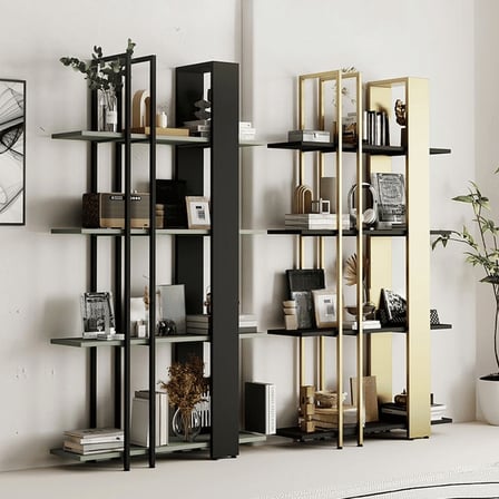 KC-0230 4 Raflı Metal Dekoratif Kitaplık, Açık Sırtlı,