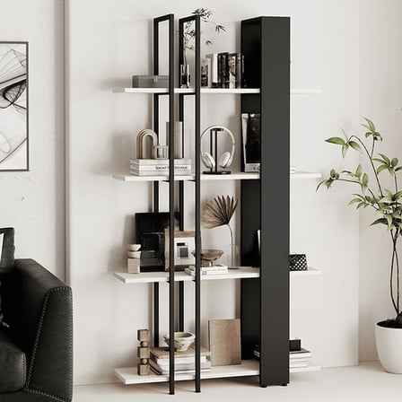 KC-0230 4 Raflı Metal Dekoratif Kitaplık, Açık Sırtlı,