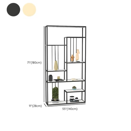 KC-0232 Metal Ayaklı MDF Raflı Geometrik Tasarım Kitaplık