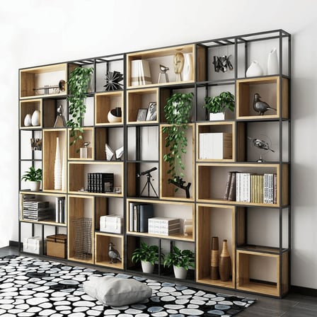 KC-0233 Renkli Metal Dosyalama Kitaplığı, 6 Raflı, Açık Arka, 320x30x240cm