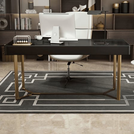 KC-0243 Modern Minimalist Yazı Masası, Dikdörtgen Metal Ayaklı Çalışma Masası