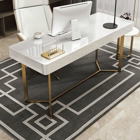 KC-0243 Modern Minimalist Yazı Masası, Dikdörtgen Metal Ayaklı Çalışma Masası