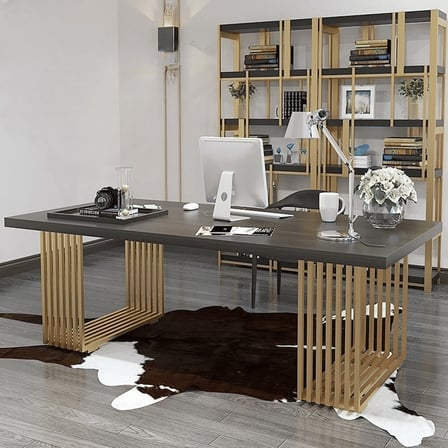 KC-0247 Dikdörtgen MDF Çalışma Masası, Metal Ayaklı Ofis Masası