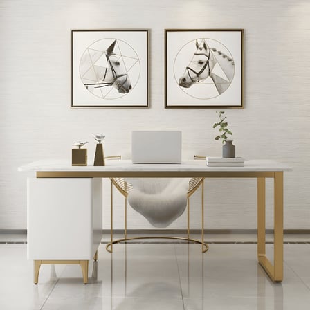 KC-0248 MDF Ofis Masası, 3 Çekmeceli Metal Çalışma Masası