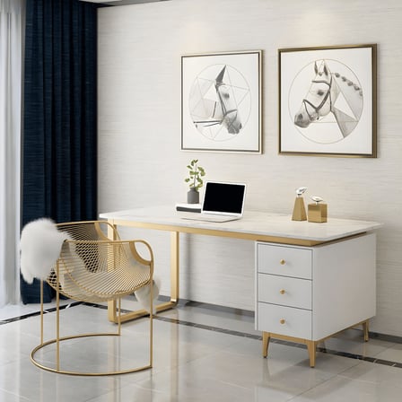 KC-0248 MDF Ofis Masası, 3 Çekmeceli Metal Çalışma Masası