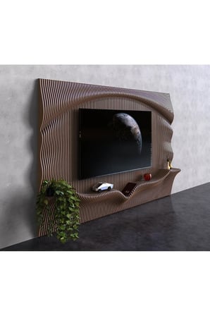 KC-089 Ahşap Duvar Dekoru TV Ünitesi – CNC Kesim TV Ünitesi Tasarım Ünite