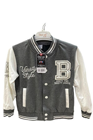GLRB Deros Füme 2İp Varsıty Style Baskılı Unisex Çocuk Kolej Ceket 1007172-F
