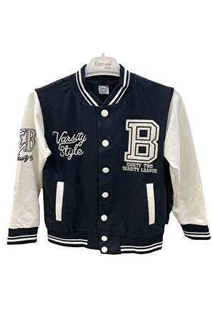 GLRB Deros Lacivert 2İp Varsıty Style Baskılı Unisex Çocuk Kolej Ceket 1007172-L