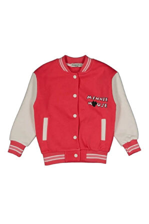 Sago Fuşya 3İp Şardonlu Minnie Mause Baskılı Kız Çocuk Kolej Ceket 2165-F