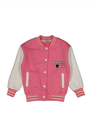 Sago Pembe 3İp Şardonlu Minnie Mause Baskılı Kız Çocuk Kolej Ceket 2165-P