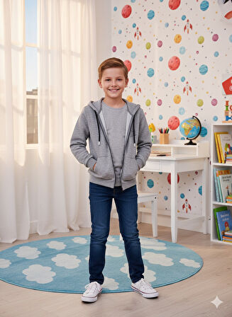 YUKOKC 3İp Şardonlu Erkek Çocuk Kapşonlu Sweat Ceket 5151