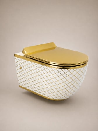 Beyaz Gold Desenli Asma Klozet 48x36,5x38 cm
