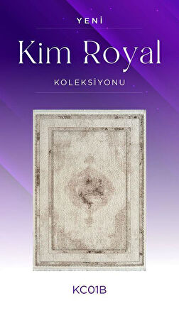 Royal Halı Kim Royal KC01B Krem Vizon Akrilik Yumuşak Dokulu Klasik Motifli Halı