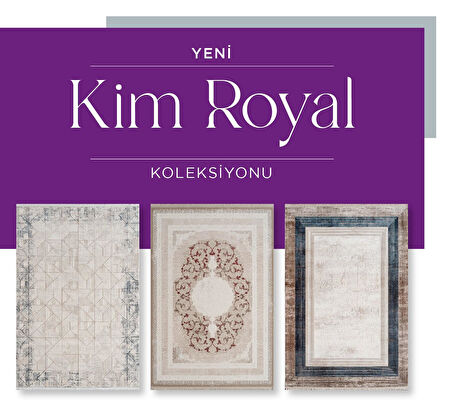 Royal Halı Kim Royal KC03A Krem Gri Akrilik Yumuşak Dokulu Modern Çerçeveli Halı