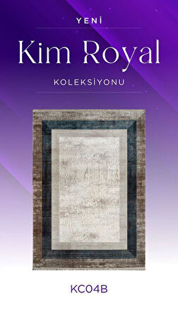 Royal Halı Kim Royal KC04B Vizon Lacivert Akrilik Yumuşak Dokulu Modern Çerçeveli Halı