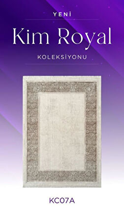 Royal Halı Kim Royal KC07A Krem Vizon Akrilik Yumuşak Dokulu Modern Çerçeveli Halı